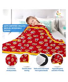 Babywish GOTS Certified Cotton Baby Dohar Blanket for Kids Thermal Soft Crib Blanket All Seasons Quilt for NewBorn Toddler Bed Blanket Giftset - Toy Printed Theme Red