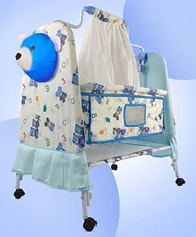 NHR New Born Baby Cradle With Mosquito Net - Blue