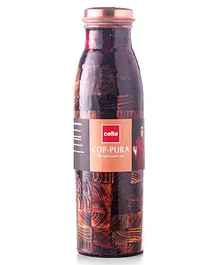 Cello Cop-Pura Good Earth Blocks Printed  Copper Water Bottle Brown - 1000 ml