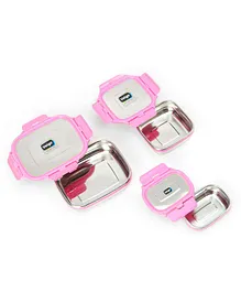 Veigo Lock &  Steel Air Tight Celebration Pack Of 3 - Pink