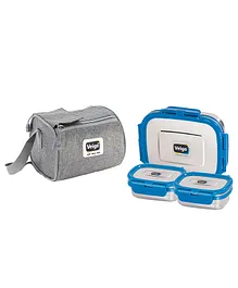 Veigo Lock N Steel 100% Air Tight 1 Big and 2 Small Containers with Fabric Bag - Blue