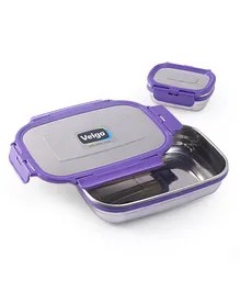 Veigo Lock N Steel 100% Air Tight Container Jumbo & Small Lunch Boxes Pack of 2 - Pearl Purple