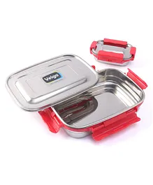 Veigo Lock N Steel 100% Air Tight Stackable Container Jumbo & Small Lunch Boxes Pack of 2 - Red