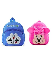 Proera Doraermon & Minnie Kids School Bag Soft Plush Cartoon Plush Bag Plush Bag - 11 inches