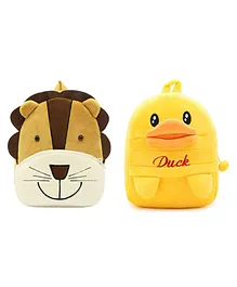 Proera Lion & Duck Kids School Bag Soft Plush Cartoon Plush Bag Plush Bag - 11 inches