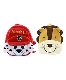 Proera Marshall & Lion Kids School Bag Soft Plush Cartoon Plush Bag Plush Bag - 11 inches