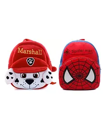 PROERA Marshall & Spiderman Kids School Bag Soft Plush Cartoon Plush Bag Plush Bag - 11 inches