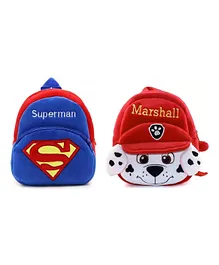 Proera Marshall & Superman Kids School Bag Soft Plush Cartoon Plush Bag Plush Bag - 11 inches