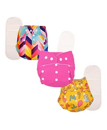 Deedry Cloth Diapers Reusable With Insert Pack of 3 - Multi Color