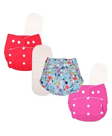 Deedry Cloth Diapers Reusable With Insert Pack of 3 - Multi Color