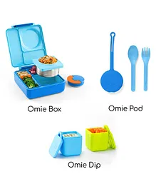 Omie Insulated Bento Lunch Box with Pod and Dip - Blue