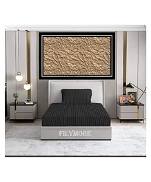 Filymore plain solid Stripe  single bedsheet with one pillow cover made with pure microfiber bedsheet size 90x60 pillow size 17x27 colour black