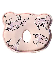 THE LITTLE LOOKERS Memory Foam Pillow Baby Head Shaping Pillow for Preventing Flat Head Syndrome Pillow Unicorn - Pink