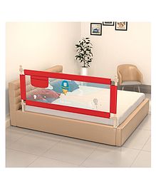 BAYBEE Baby Bed Rails Guard Barrier for Baby Kids Safety, Foldable Bed Rail Falling Protector Fence with 7 Adjustable Height (180x63 cm, Red) - (Color & Design May Vary)