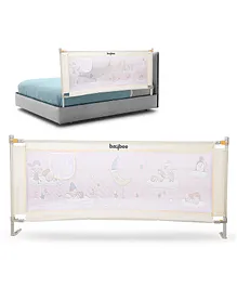 Baybee Baby bed rails guard for baby kids safety with Adjustable Height - baby bed side protector for baby falling with Printed - Beige