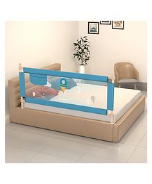 BAYBEE Baby Bed Rails Guard Barrier for Baby Kids Safety, Foldable Bed Rail Falling Protector Fence with 7 Adjustable Height (180x63 cm, Blue) - (Color & Design May Vary)