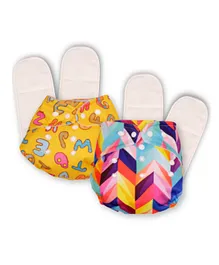 Deedry Cloth Diapers Reusable With 4 Insert Pack of 2 (Design May Vary)