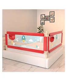 Baybee Baby bed rails guard for baby kids safety with Adjustable Height - baby bed side protector for baby falling 180 Cm (Pack of 2) - Red