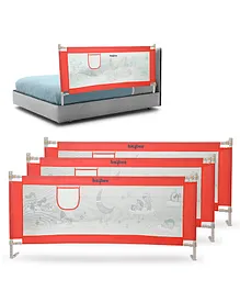 Baybee Safety With Adjustable Height Baby Bed Rails Guard Pack Of 3 - Red