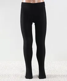 Mustang Cotton Blend Footed Tights Solid- Black