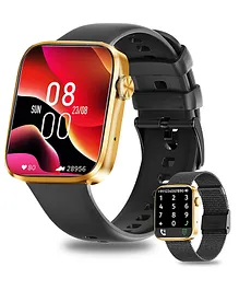 IZI Smart Pro 1.9 inch Display with 500 customize Watchfaces ECG SpO2 Heart Rate AI Voice Assistant 22 Sports Mode 2 Straps Steel and Silicone - Black & Gold