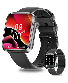 IZI Smart Pro 1.9 inch Display with 500 customize Watchfaces ECG SpO2 Heart Rate AI Voice Assistant 22 Sports Mode 2 Straps Steel and Silicone - Black