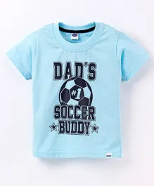 Teddy Half Sleeves T-Shirt Soccer Ball Print - Blue