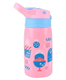 Smily Kiddos Stainless Steel Insulated water bottle Ice cream Theme pink - 450 ml