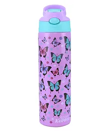 Smily Kiddos Stainless Steel Insulated water bottle Butterfly Theme Purple - 600 ml