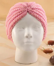 KIDLINGSS Dual Color Knitted Turban Cap - Peach & Beige