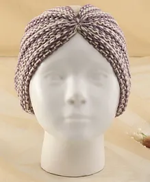 KIDLINGSS Dual Color Knitted Turban Cap - Beige & Purple