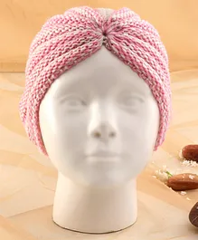 KIDLINGSS Dual Color Knitted Turban Cap - Beige & Pink