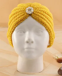 KIDLINGSS Pearl & Stone Detailed Flower Brooch Applique Embellished  Knitted Cap - Yellow