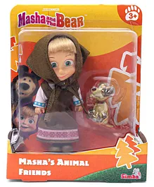 Masha And The Bear With Her Dog Friend Multicolour - Height 12 cm