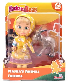 Masha And The Bear With Her Goat Friend Multicolour - Height 12 cm