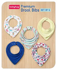 Babyhug Drool Bibs  Butterfly Print Pack of 5 - Blue & Yellow