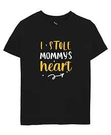 Zeezeezoo Half Sleeves Valentine Theme I Stole Mommy's Heart Printed Tee - Black