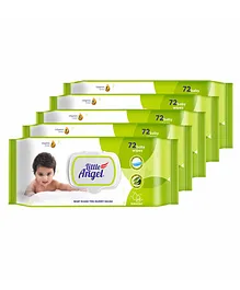 Little Angel Super Soft Cleansing Baby Wipes Lid Pack Enriched With Aloe Vera & Vitamin E pH Balanced Dermatologically Tested & Alcohol Free Pack of 5- 360 Pieces