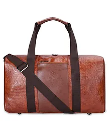 The Clownfish Anderson 25 Litres Unisex Faux Leather Travel Duffle Bag Weekender Bag - Tan