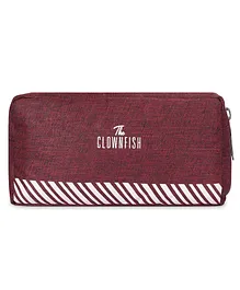The Clownfish Scholar Series Multipurpose Polyester Travel Pouch and Toiletry Bag - Maroon