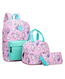 Little Surprise Box Clouds & Unicorns Matching Backpack with Lunch Bag & Stationery Pouch Pink Set Of 3 - 12 Inches