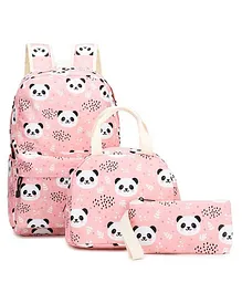 Little Surprise Box Mini Panda Faces Matching Backpack with Lunch Bag & Stationery Pouch Peach - 16.7 inches