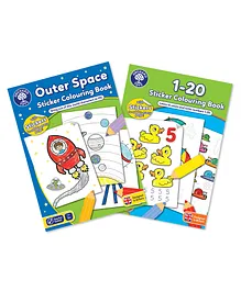 Orchard Toys Set of 2 Outer Space and 1 to 20 Sticker Colouring Books - English