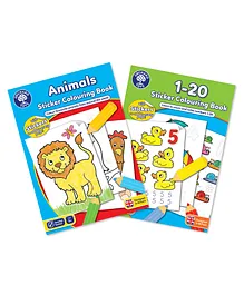 Orchard Toys Set of 2 Animals and 1 to 20 Sticker Colouring Books - English