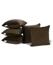 MYARMOR Micro Fibre 12 x 12 inch Square Pillow With Velvet Cover Pack of 5 - Brown