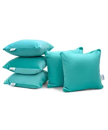 MYARMOR Micro Fibre 12 x 12 inch Square Pillow With Velvet Cover Pack of 5 - Aqua Green