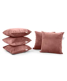 MYARMOR Micro Fibre 12 x 12 inch Square Pillow With Velvet Cover Pack of 5 - Peach