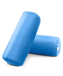 MY ARMOR Micro Fibre Bolster Pillow with Velvet Cover Pack of 2 - Sky Blue