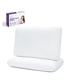 MY ARMOR Orthopedic Memory Foam Queen Pillows - Pack of 2 - White