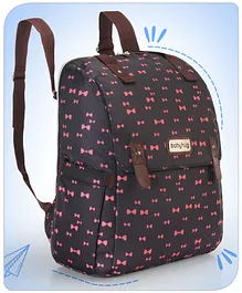 Babyhug Urban 3 Way Multiutility Bow Printed Diaper Backpack - Black
